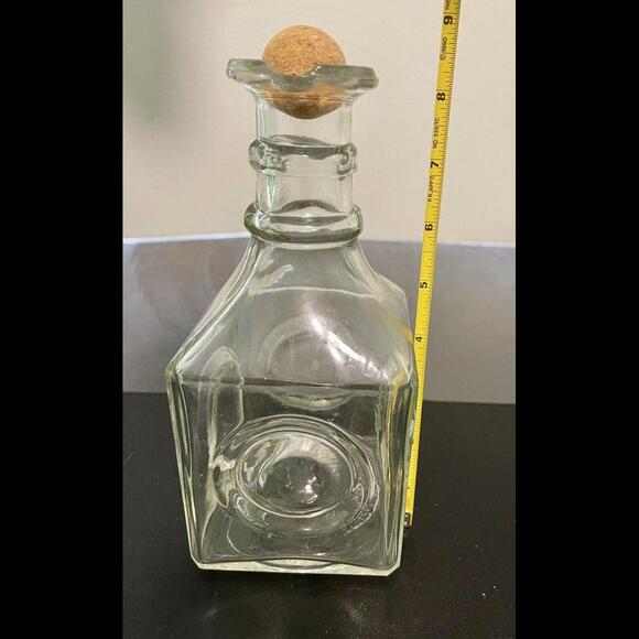 Vintage MCM Pressed Glass Empty Liquor Carafe Decanter Bottle Prohibition Time - Picture 3 of 9